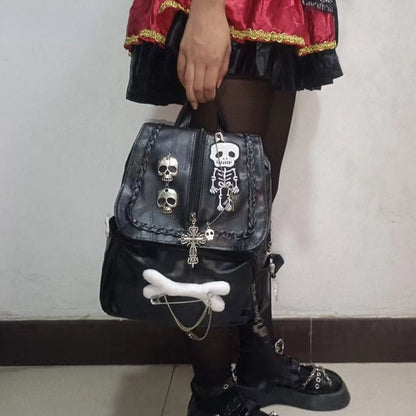 Korean Cool Skull Vintage Punk Bag Aesthetic Y2K Sweet Cross Girls