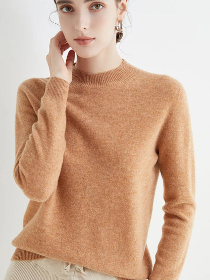 100% Merino Wool Cashmere Women Knitted Long Sleeve Pullovers Autumn Winter Warm Sweater