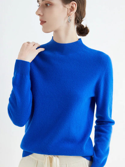 100% Merino Wool Cashmere Women Knitted Long Sleeve Pullovers Autumn Winter Warm Sweater