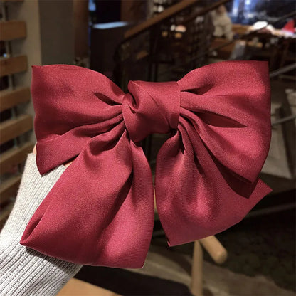 Big Red Bow Hair Accessory - Spring Korean Satin Rubber Bow - Christmas Accessory