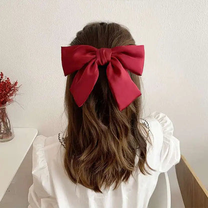 Big Red Bow Hair Accessory - Spring Korean Satin Rubber Bow - Christmas Accessory