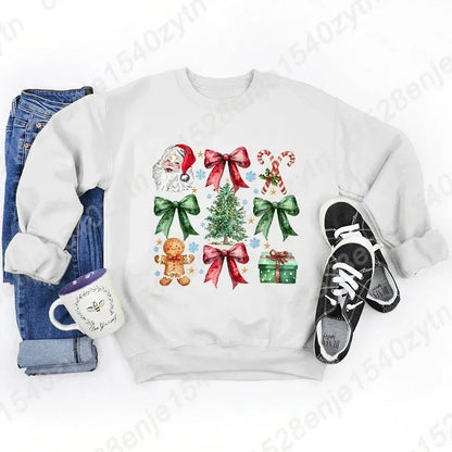 Christmas Hoodie with Bow Print