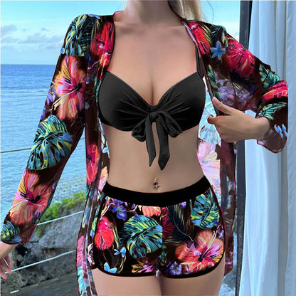 Amy Fashion - Alluring High Waist Long Sleeve Bikini Sets