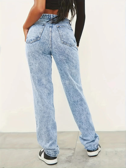 European American Simple Style Straight Loose Casual All-Match Denim Jean