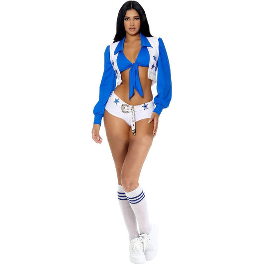 Uniform School Cheerleader Cowboys High Shorts Top Girl Sports Sexy Costume Set