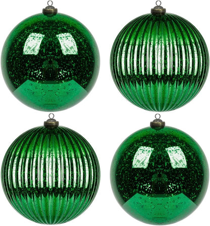 Red Christmas Ball Ornaments - Set of 4 - Shatterproof Vintage Mercury Balls