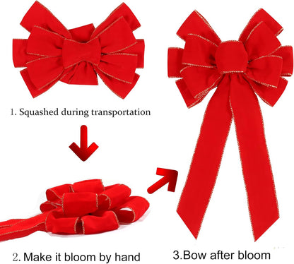 Christmas Bow Outdoor Decorations - Set of 2