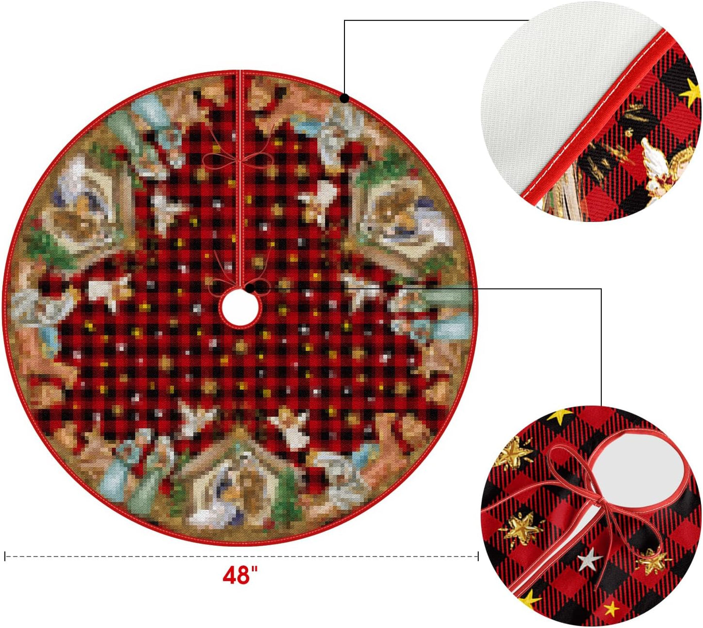 Buffalo Plaid Nativity Tree Skirt - 48 Inch