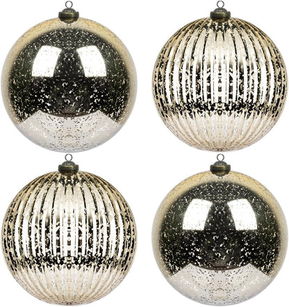 Red Christmas Ball Ornaments - Set of 4 - Shatterproof Vintage Mercury Balls