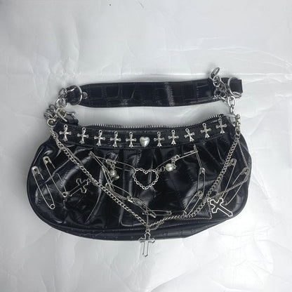 Harajuku Bag Hip Crossbody Shoulder Hop Metal Tote Gothic Punk Rock Y2K Underarm