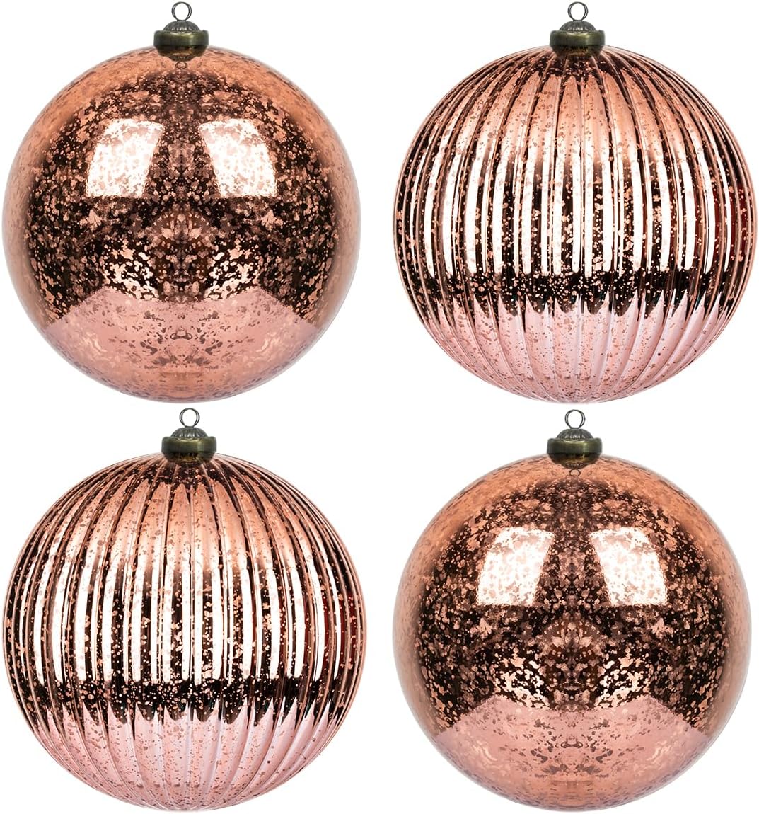 Red Christmas Ball Ornaments - Set of 4 - Shatterproof Vintage Mercury Balls