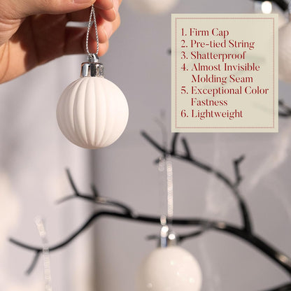 Shatterproof White Christmas Ball Ornament Set - 24ct