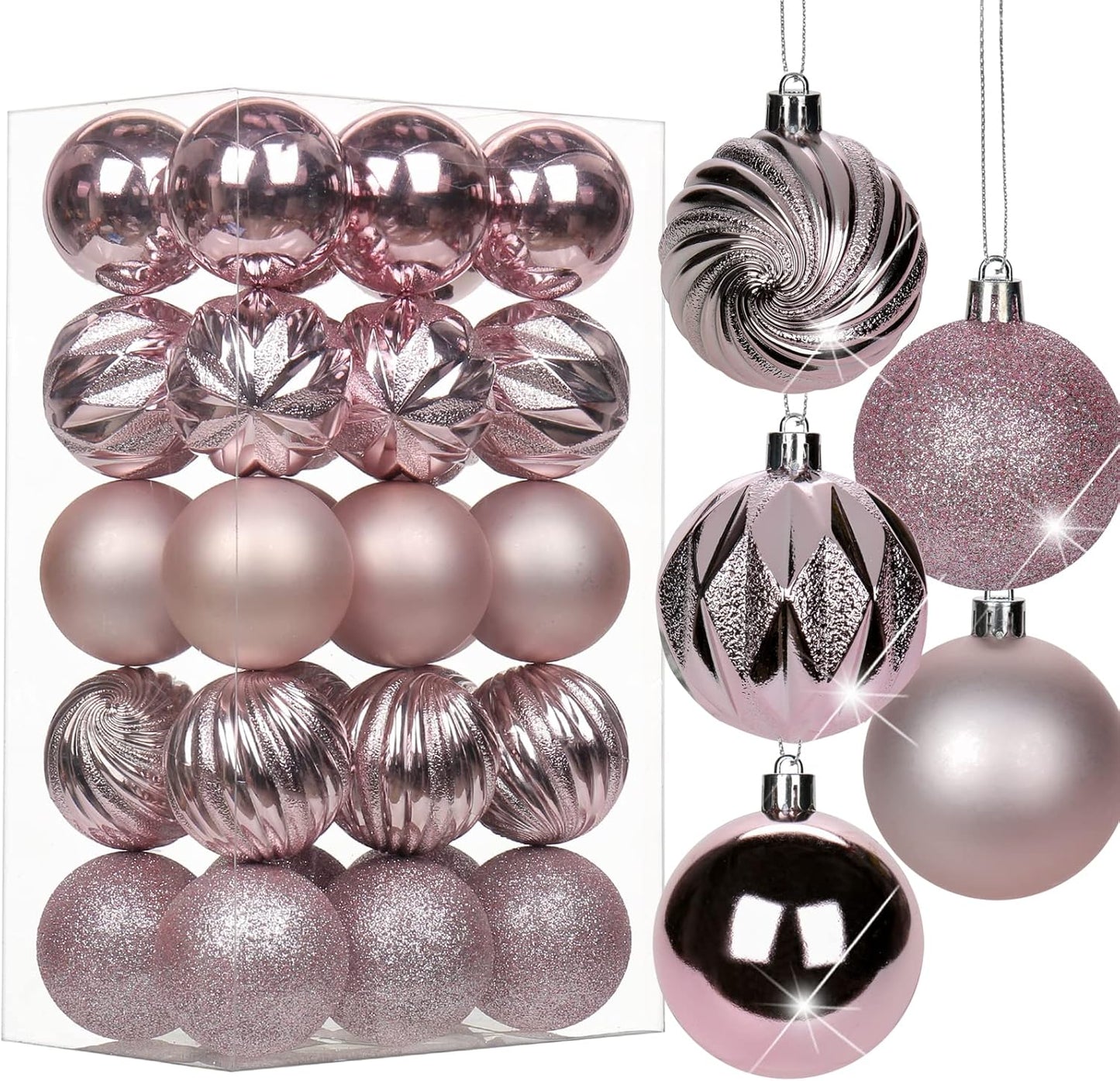 Shatterproof Gold Christmas Ball Ornaments - Set of 30