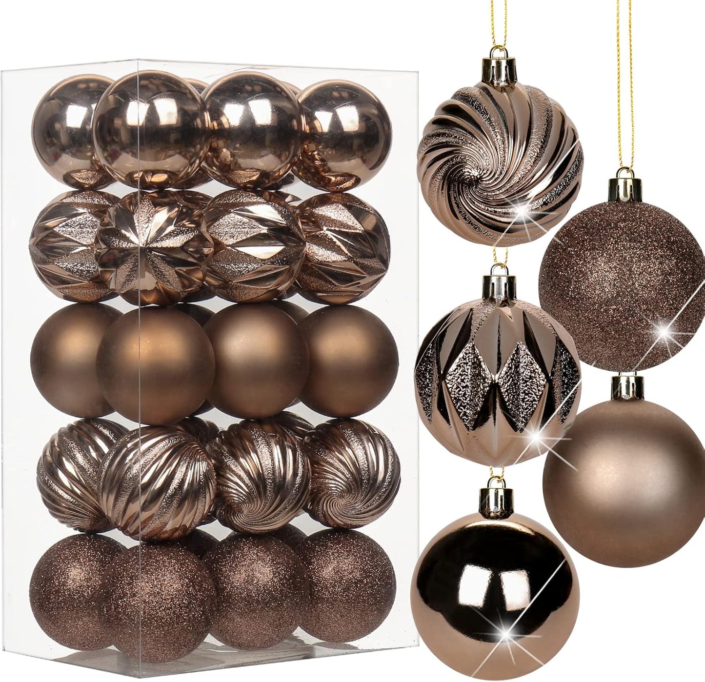 Shatterproof Gold Christmas Ball Ornaments - Set of 30