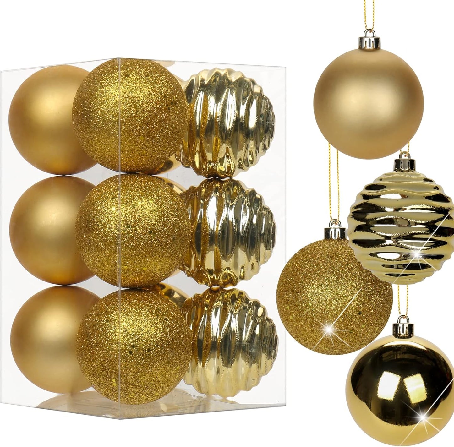 Shatterproof Gold Christmas Ball Ornaments - Set of 30