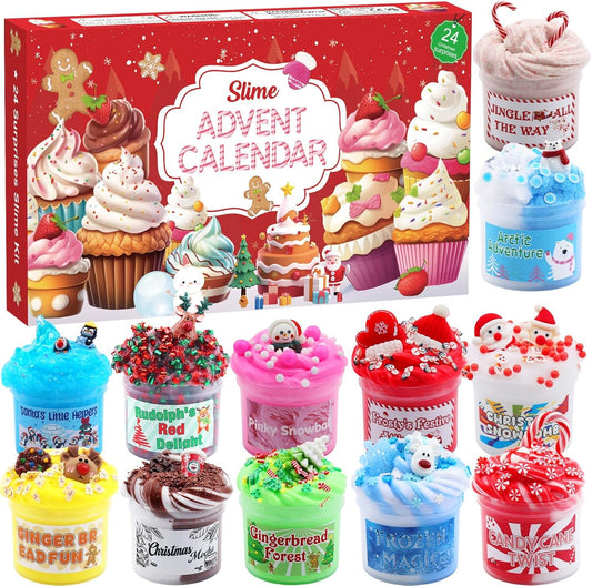 Slime Advent Calendar - 24 Days of Surprises with Fluffy Slime Kit for Kids and Teens