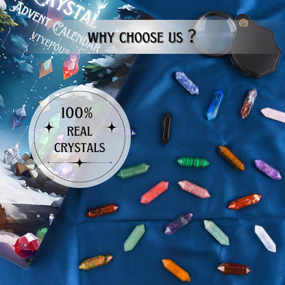 Healing Crystals Advent Calendar - Natural Stones Set for Chakra Meditation Witchcraft