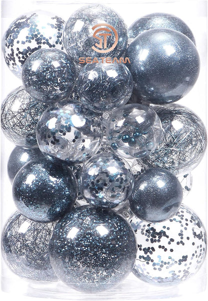 24 Count Shatterproof Clear Plastic Christmas Ball Ornaments with Gold Decorations