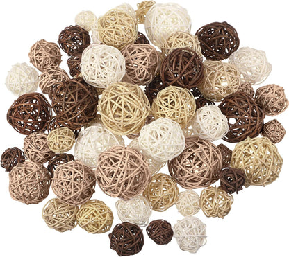 Wicker Rattan Decorative Balls Centerpiece Fillers for Fall Halloween Craft, Wedding Party, Potpourri Decor - 4 Sizes, Red/Green/Gold