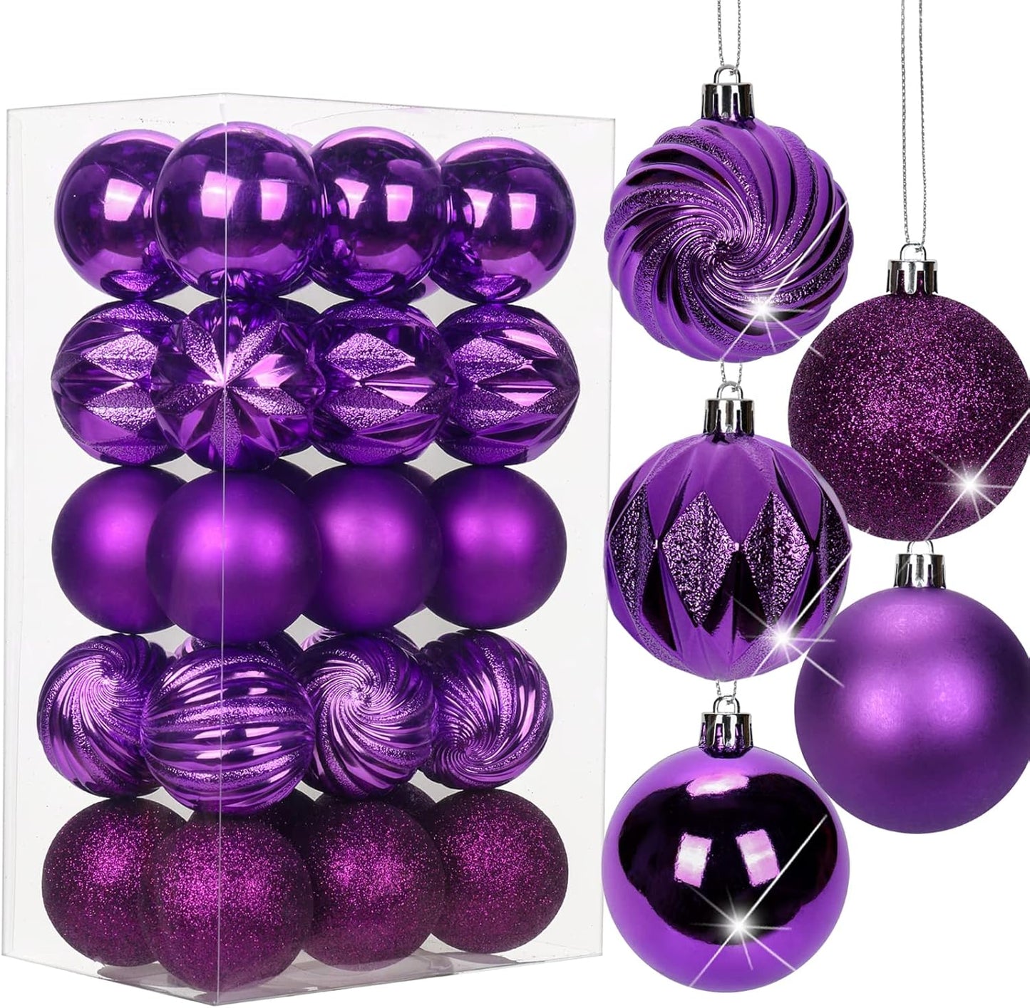 Shatterproof Gold Christmas Ball Ornaments - Set of 30