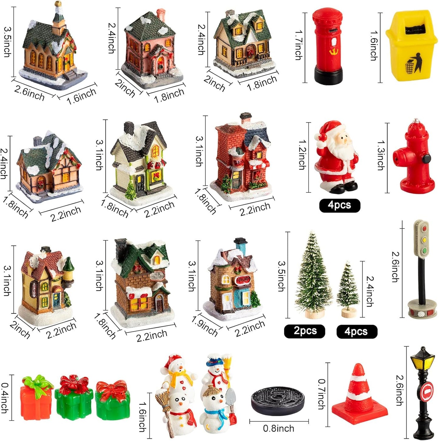 LED Christmas Light Up Village Houses - Set of 30, Cute Style