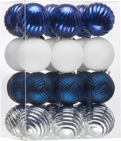 Shatterproof White Christmas Ball Ornament Set - 24ct