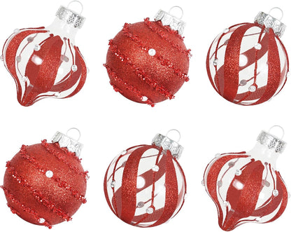 Large Shatterproof Clear Glitter Plastic Christmas Ball Ornaments - Flaxen