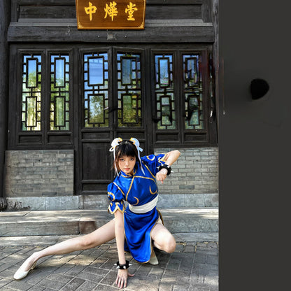 Street Li Chinese Chun Qipao Game Halloween Costume Fighter Cosplay Cheongsam