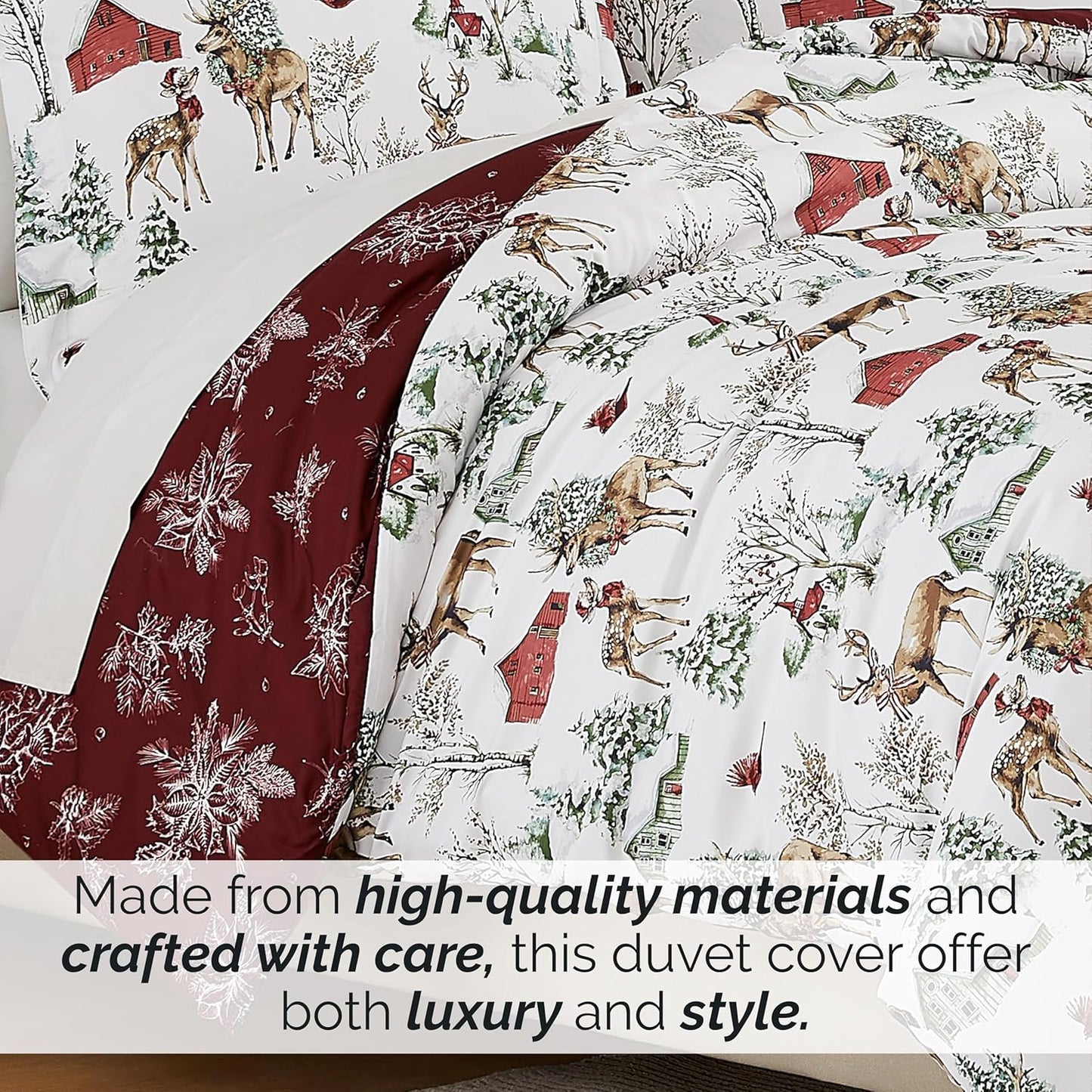 Farmhouse Christmas Print Duvet Cover/Comforter Set - Queen Size