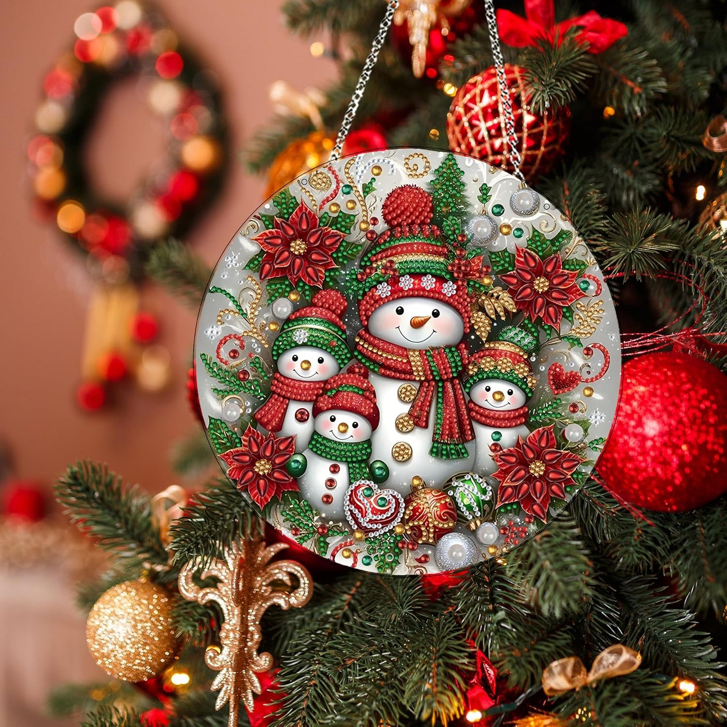 Christmas Diamond Art Painting Wreath Kit - Snowman