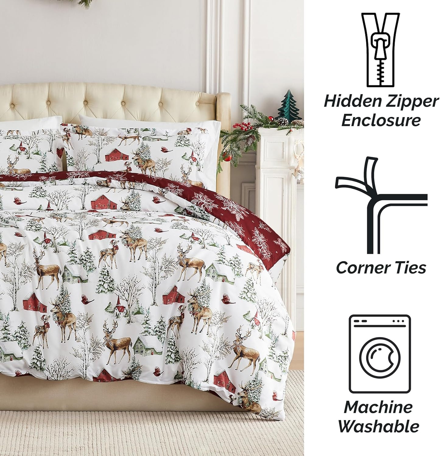 Farmhouse Christmas Print Duvet Cover/Comforter Set - Queen Size