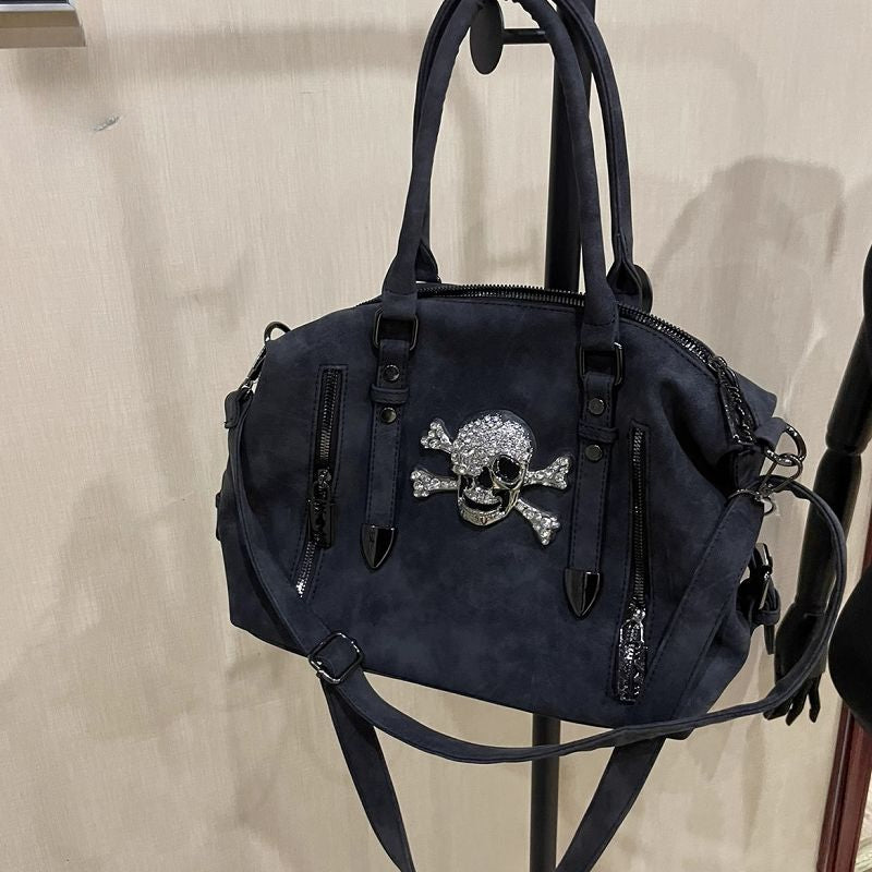 Skull Gothic Harajuku Bag Y2K Capacity Shoulder Head Large Diamond Punk