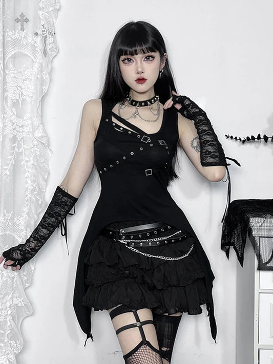 Bandage Cyber Crop Alt Top Eyelet Gothic Goth Y2K