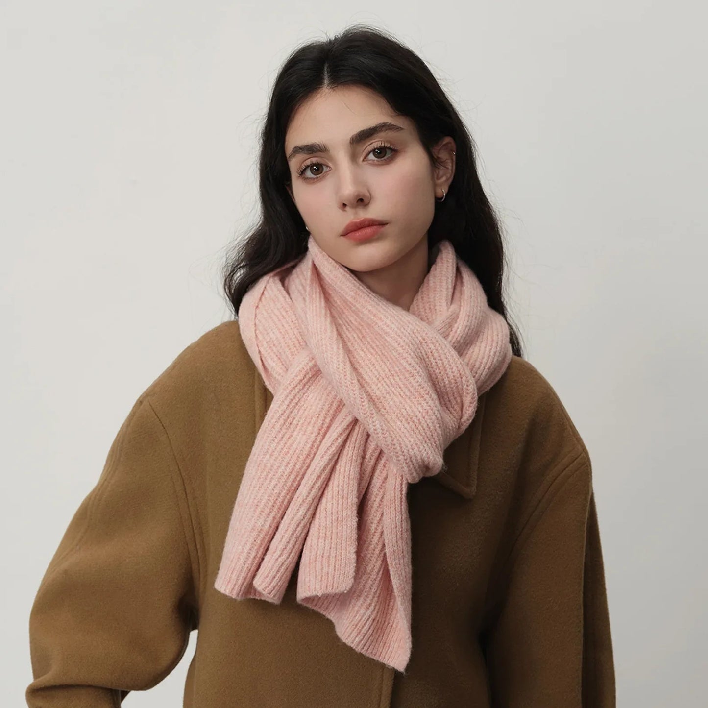 New Warm Knitted Wool Blended Scarf for Autumn Winter Comfort