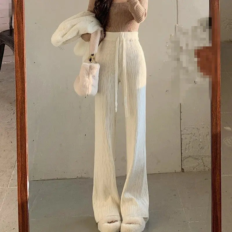 High-Waisted Thin Casual Trendy Drape Wide-Leg Pants