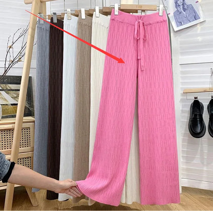 High-Waisted Thin Casual Trendy Drape Wide-Leg Pants