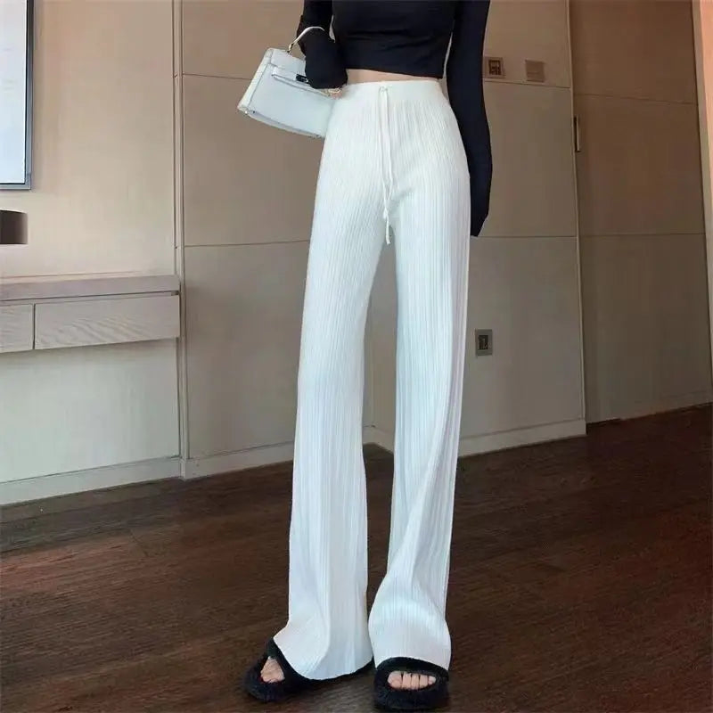 High-Waisted Thin Casual Trendy Drape Wide-Leg Pants