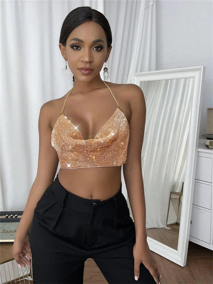 Party Club Rhinestones Gothic Corset Crop Top