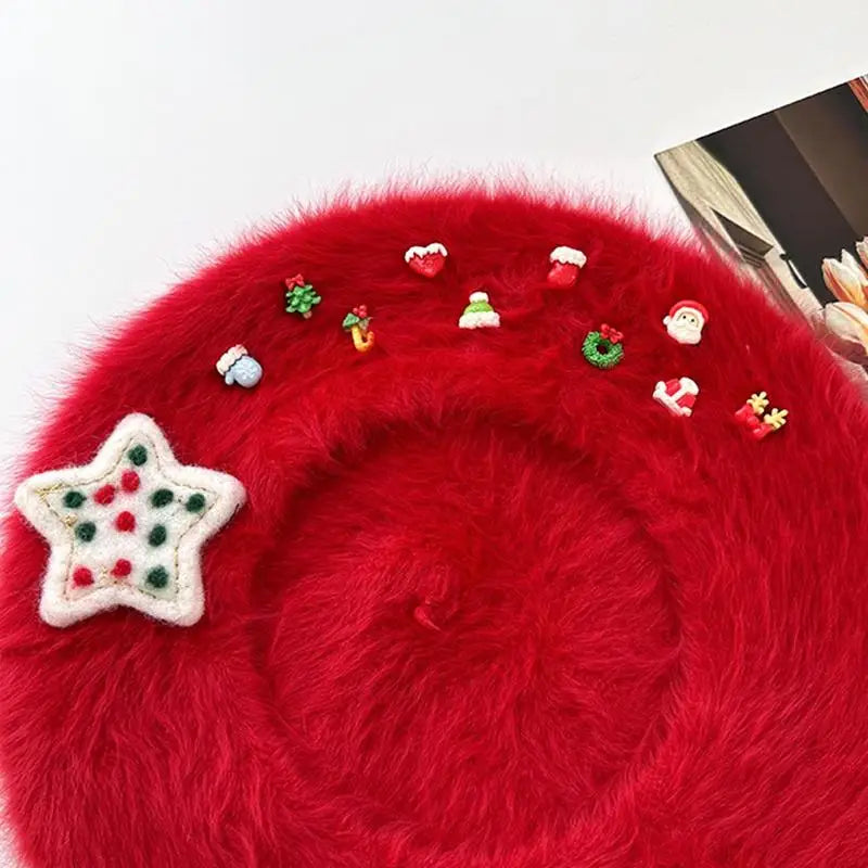 Cute Christmas French Holiday Beret Women Girls Hat