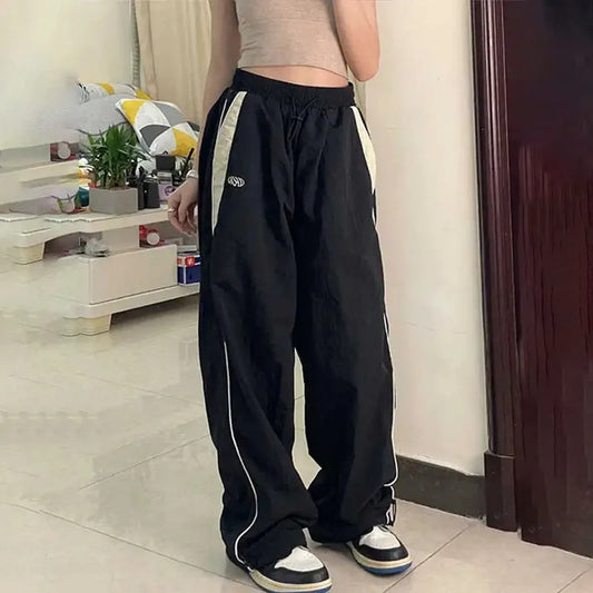 Autumn Vintage Drawstring Sport Style Mid Waist Pants