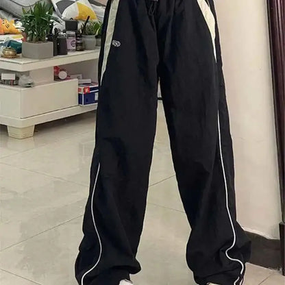 Autumn Vintage Drawstring Sport Style Mid Waist Pants