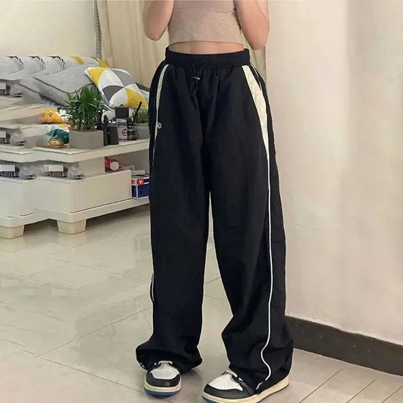 Autumn Vintage Drawstring Sport Style Mid Waist Pants