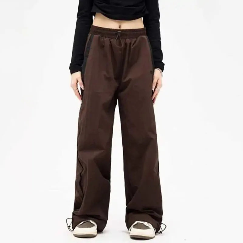 Autumn Vintage Drawstring Sport Style Mid Waist Pants