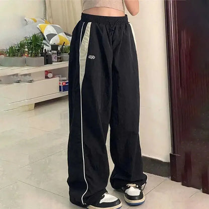 Autumn Vintage Drawstring Sport Style Mid Waist Pants