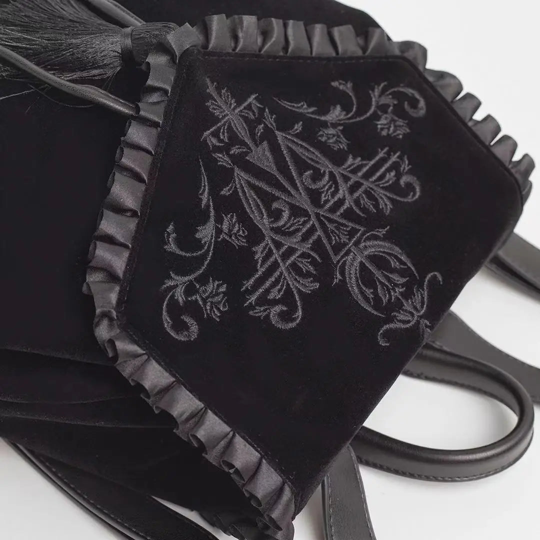 Punk Magic Embroidery Velvet Harajuku Black Rock Shoulder Witch Bag Gothic Dark