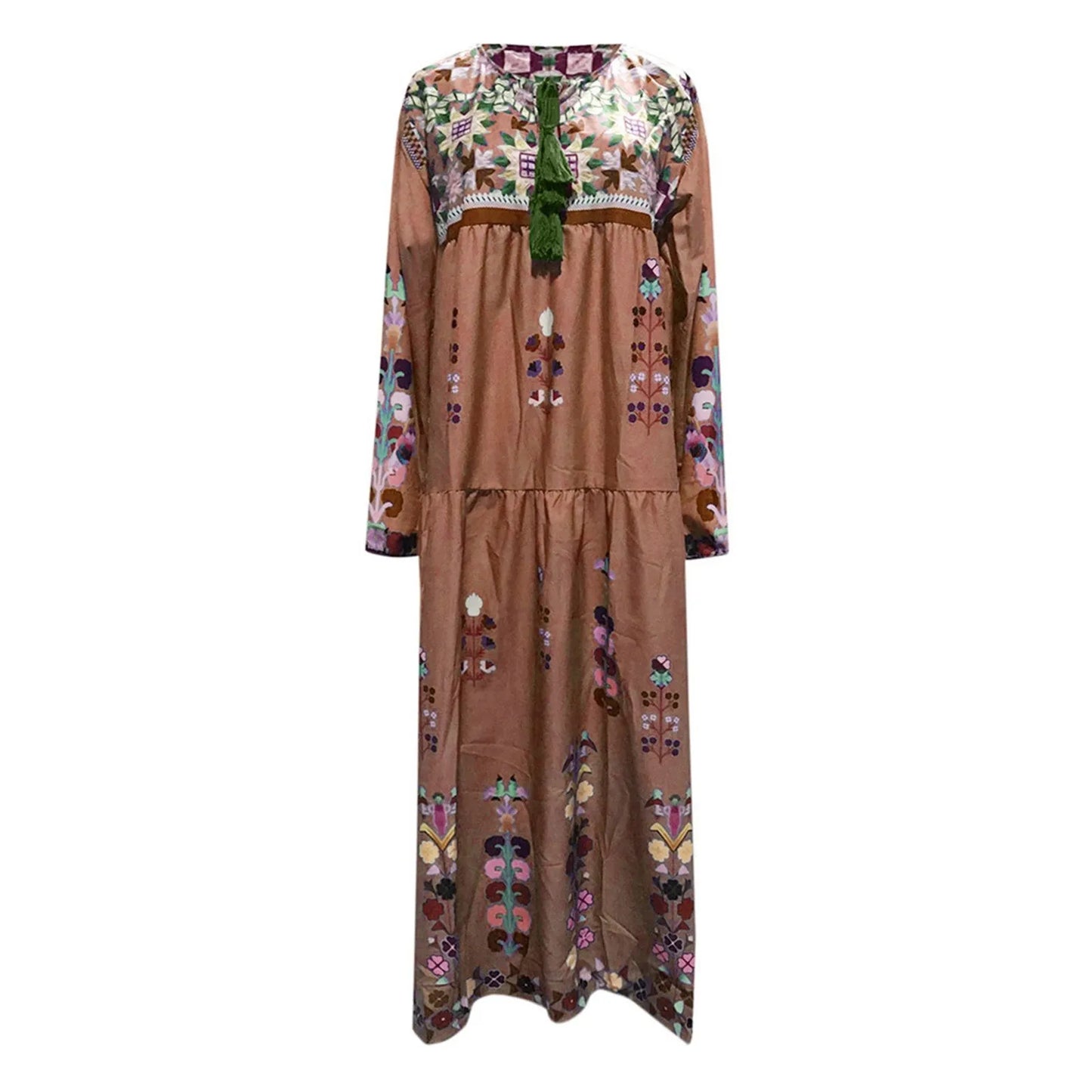 Amy Fashion - Bohemian Flower Elegant Long Floral V Neck Boho Dress