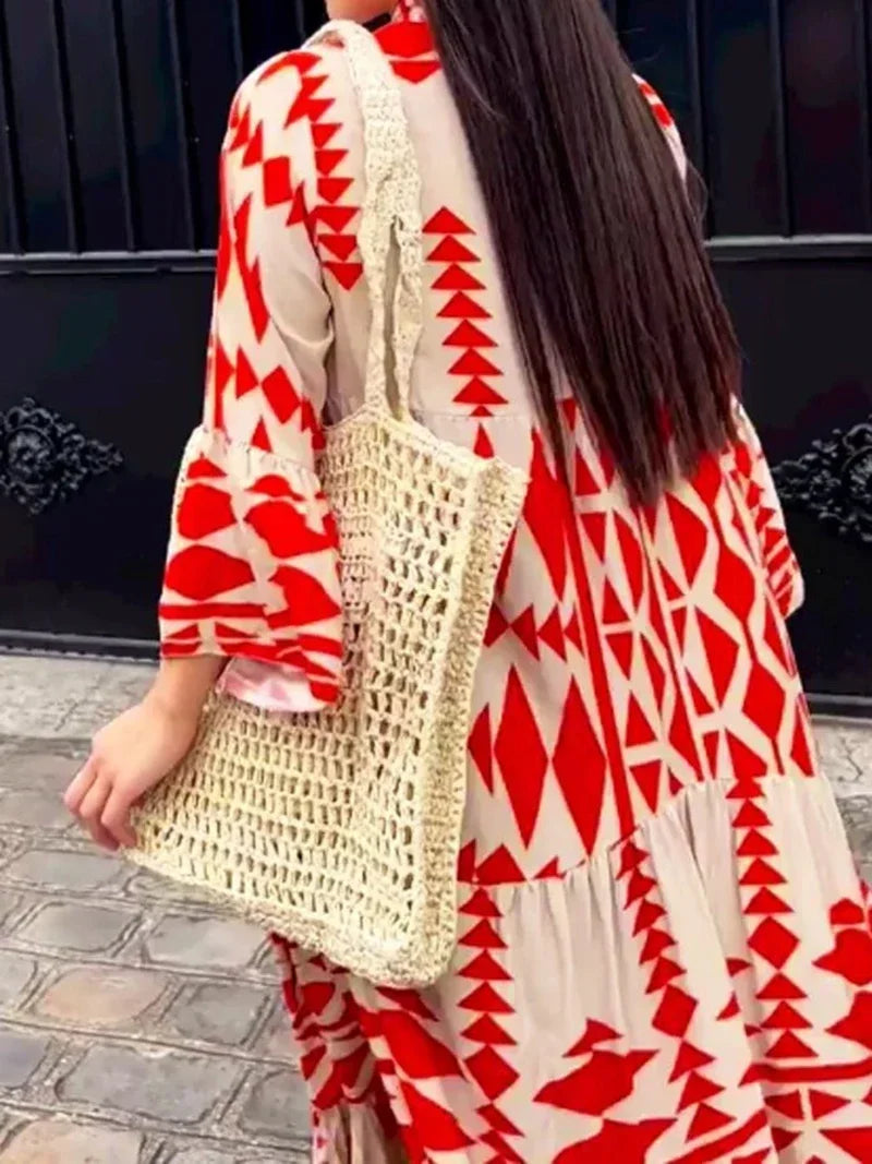 Amy Fashion - Summer Vintage Elegant Long Sleeve Boho Dress