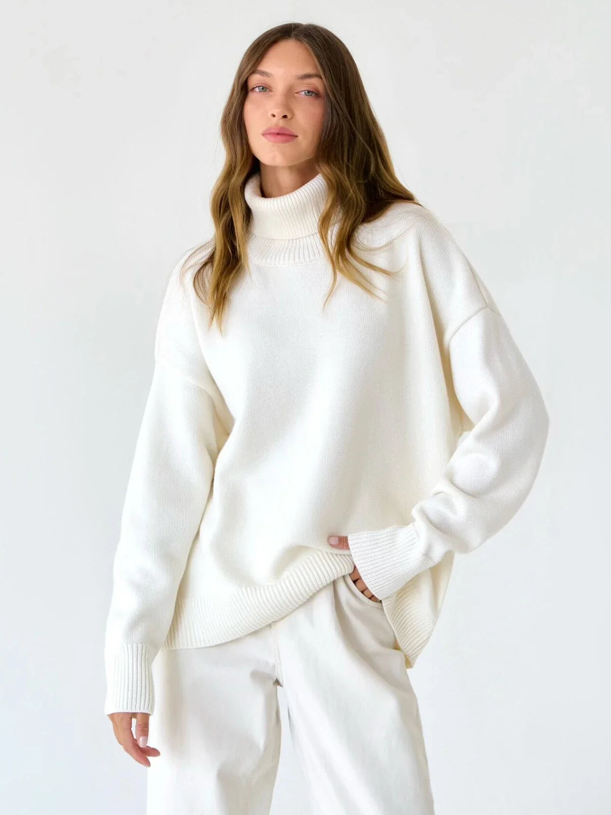 Women Autumn Winter Thick Warm Pullover Top Oversized Casual Loose Knitted Sweater