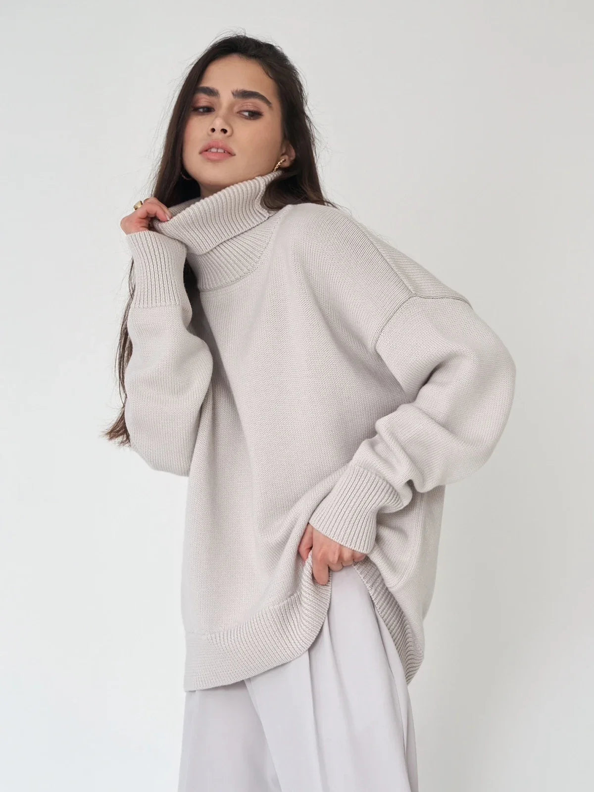 Women Autumn Winter Thick Warm Pullover Top Oversized Casual Loose Knitted Sweater