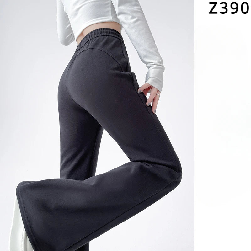 Solid High Waisted Basic Slim Fitness Flared Pants